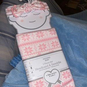 Winter Swaddle and Bow Set For Baby